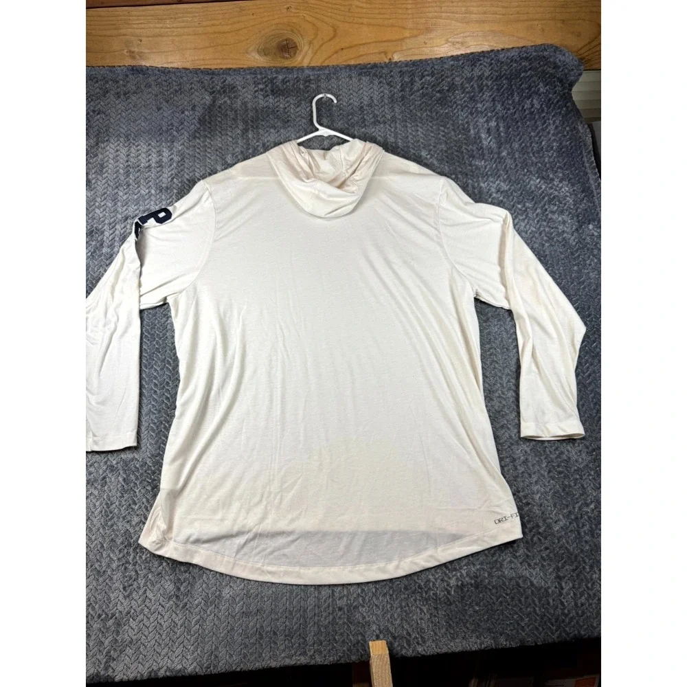 Nike Dri Fit Hooded Shirt Mens 2XL Off White Penn State University‎ Performance